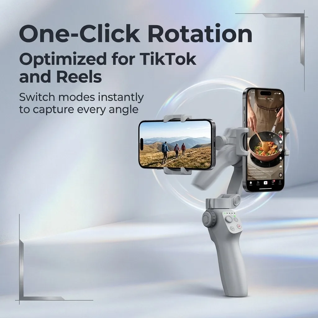 FUNSNAP CM8 3-Achsen-Handgimbal-Stabilisator für iPhone und Android, zusammenklappbarer Handstabilisator für Smartphone-Videoaufnahmen, 8–10 Stunden Akkulaufzeit für Vlogs mit KI-Gesichtsverfolgung – Detail 17