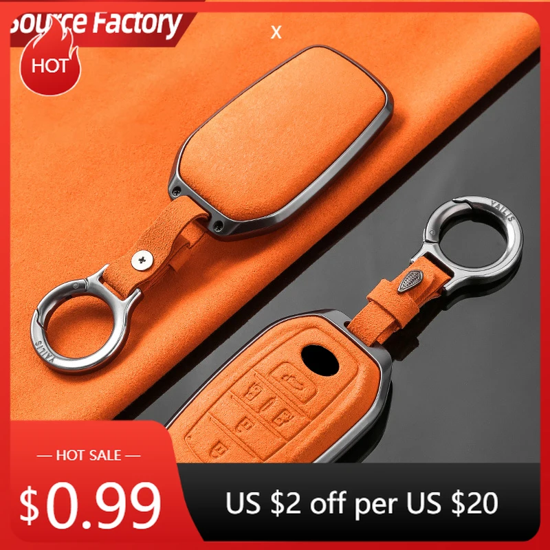 

Car Stickers Metal Suede Car Remote Key Cover Case Holder shell Keychain Fob For Toyota New Alphard Hev Crown Vellfire Gran