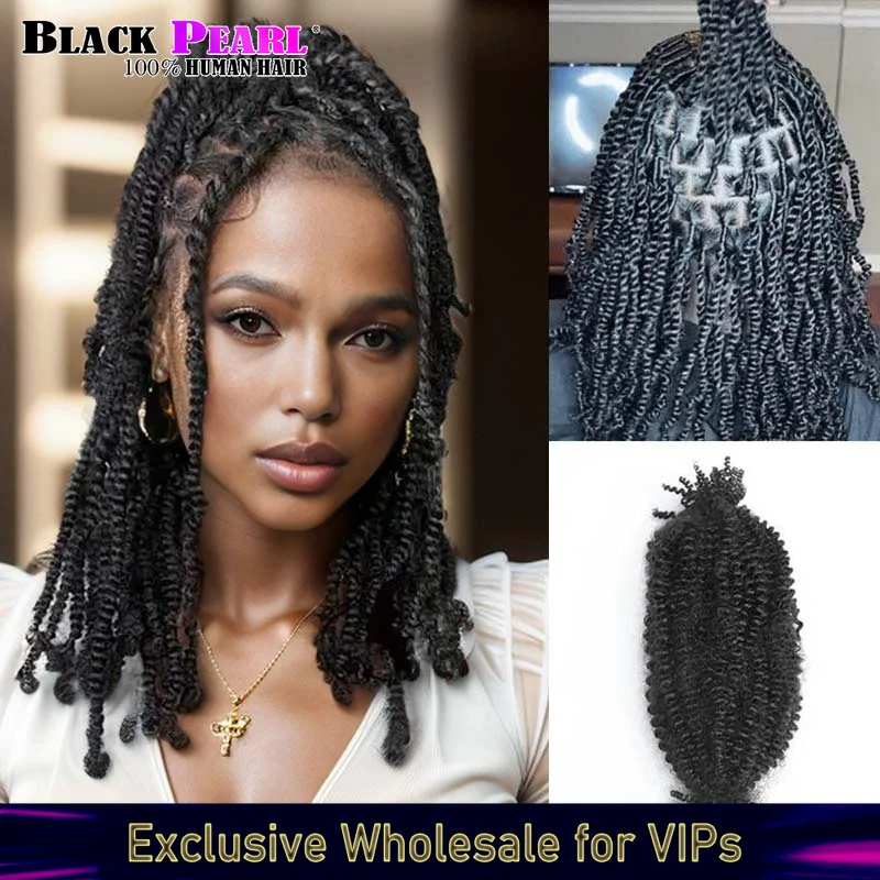 Peruanisches Remy-Menschenhaar, Frühlings-Twist, gehäkeltes Echthaar, Ombre-Braun, Afro-verworrene lockige Flechten-Haarverlängerung, 1 Stück/50 g