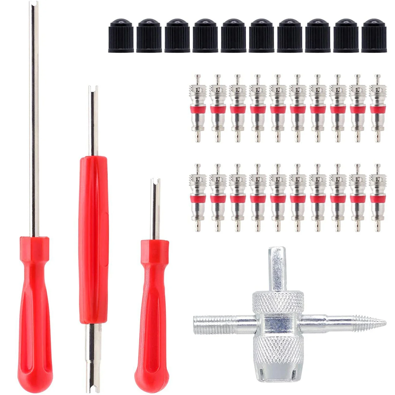 Tire Valve Core Removal Installation Kit Car Bicycle Slotted Handle Tire Valve Stem Core Remover Tire Repair Install Tool