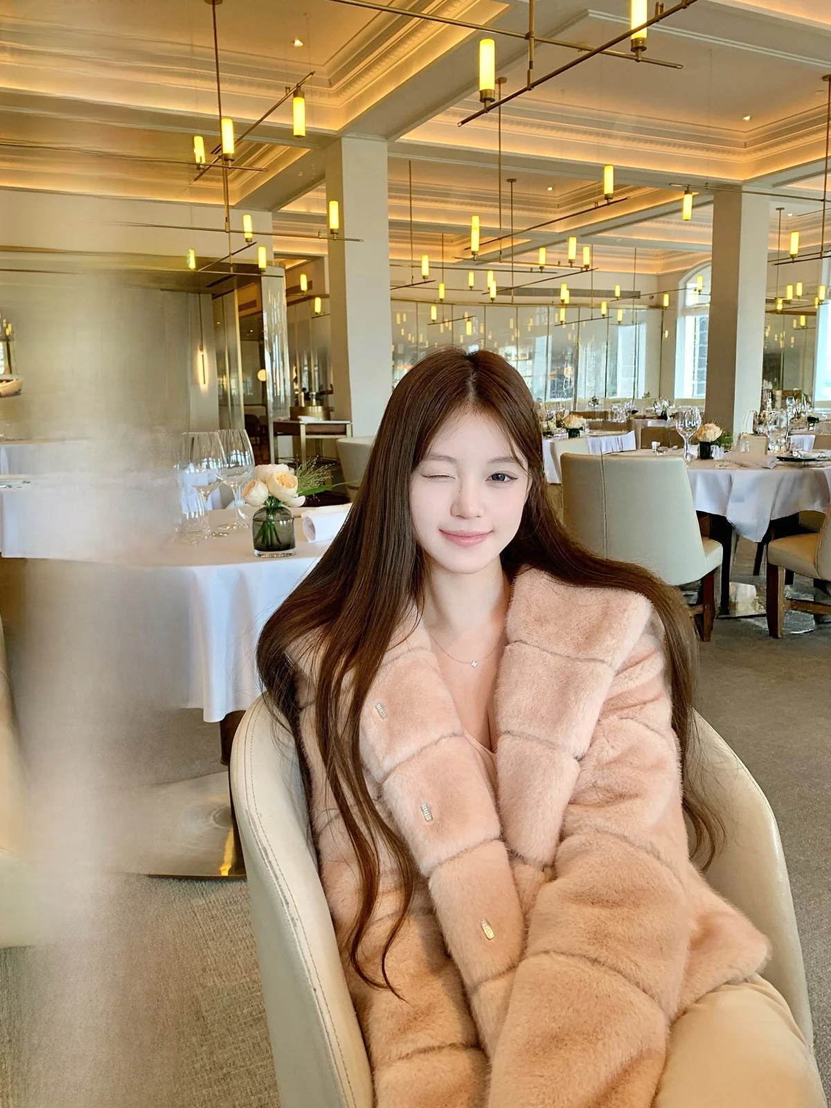 

Princ Sle ort Pink Faux Fur Jaet Simulated Snow Girl Soft Girl Sensation Coat Warmth And Sle for Young And Middle-...