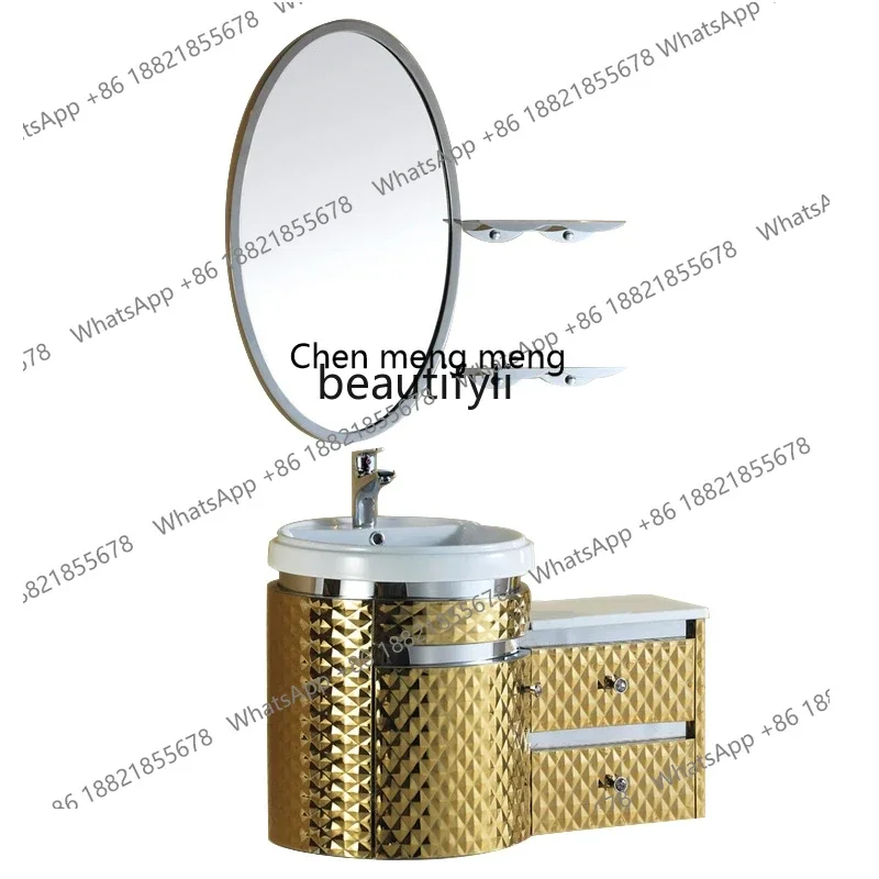 

cc182R Stainless steel bathroom cabinet combination bathroom bathroom mirror cabinet European wash basin hand wash face basin R