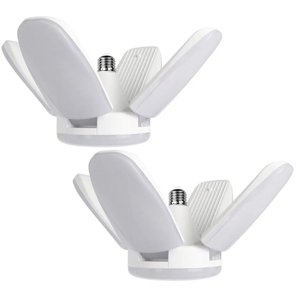 Luces LED plegables para garaje, 2 uds., 4 paneles, ajustables, 6500k, E27, enchufe de tornillo, luz de techo, eficiencia energética para almacén, sótano