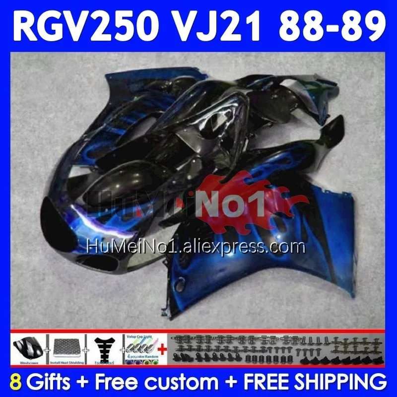 Body Kit For SUZUKI SAPC VJ21 RGV250 RGVT250 VJ Blue flames 21 88-89 108No.163 RGV-250 RGV 250 RGVT-250 88 89 1988 1989 Fairing