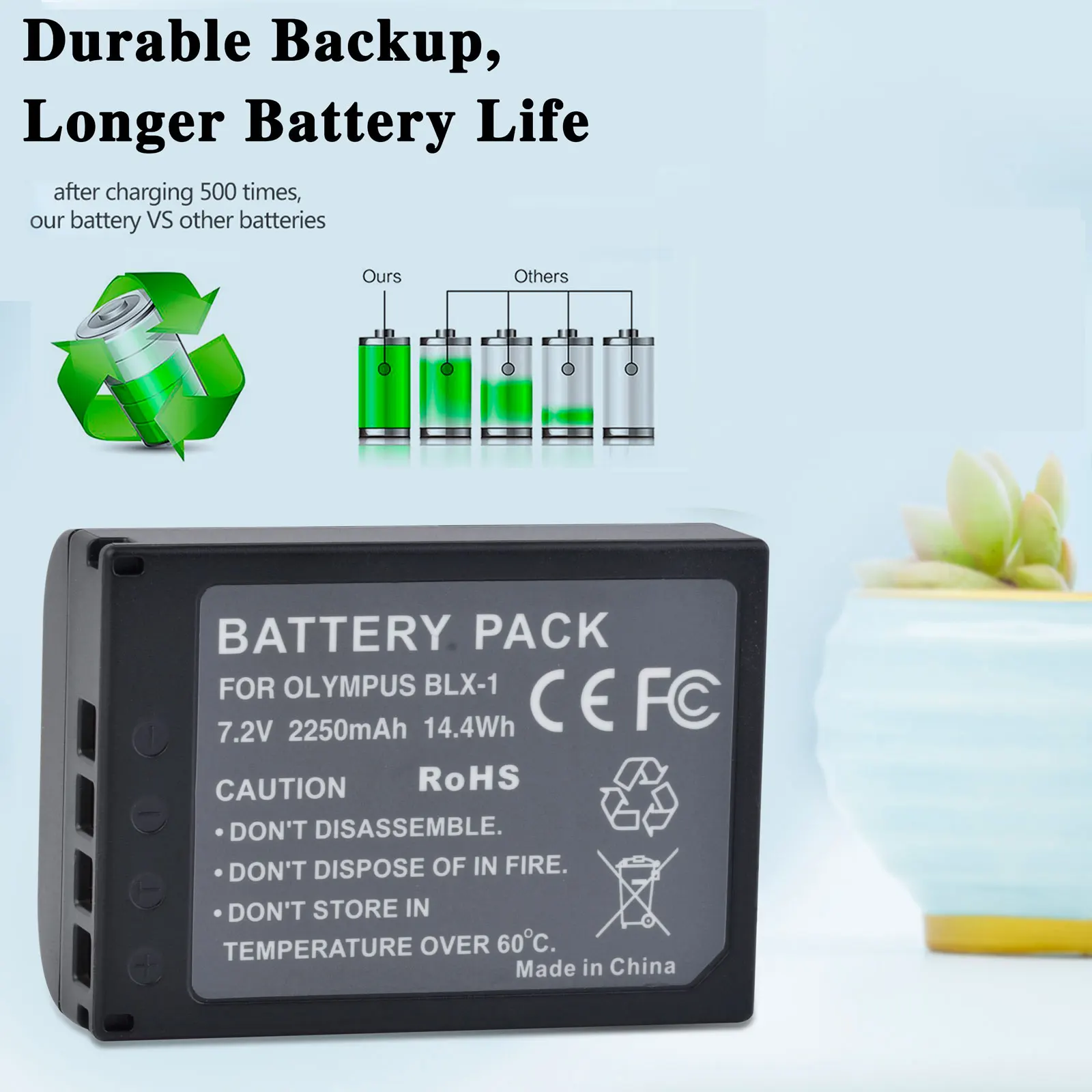 For Olympus BLX-1 BLX1 Camera Battery + LED Dual USB Charger For Olympus OM-1 OM1