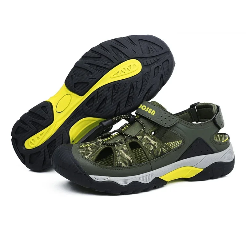 Summer Men Sandals Outdoor Breathable Beach HikingNon-slip Wading Shoes Thick Sole Closed Toe Aqua Shoes