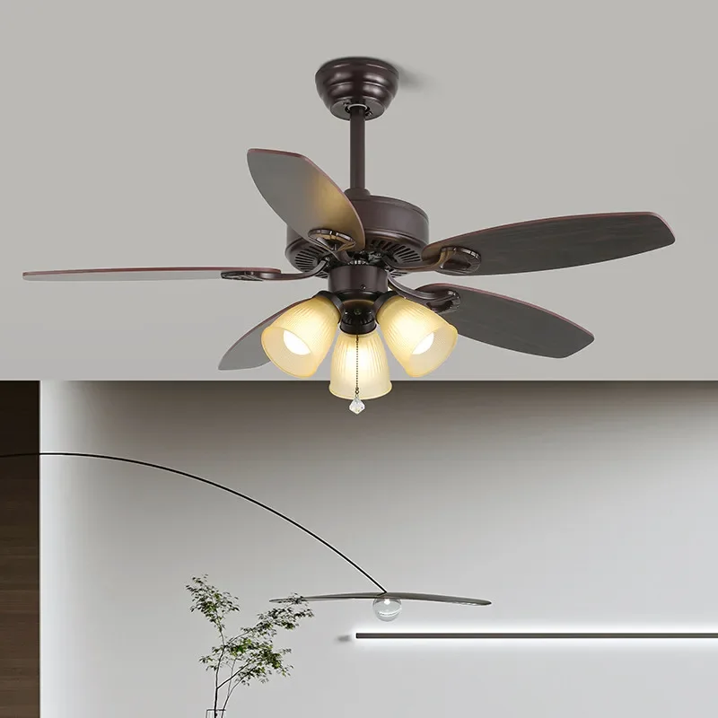

TINNY European Luxury Fan Light American Retro LED Living Room Restaurant Bedroom Study Villa Cafe Remote Electric Fan Light
