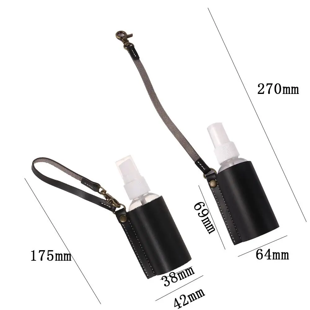 ซองหนังสำหรับใส่ขวดสเปรย์ 60 มล. พร้อมพวงกุญแจ ขวดสเปรย์แบบเติมได้ ขวดแบบใช้ซ้ำได้ พวงกุญแจสำหรับใส่เจลล้างมือ