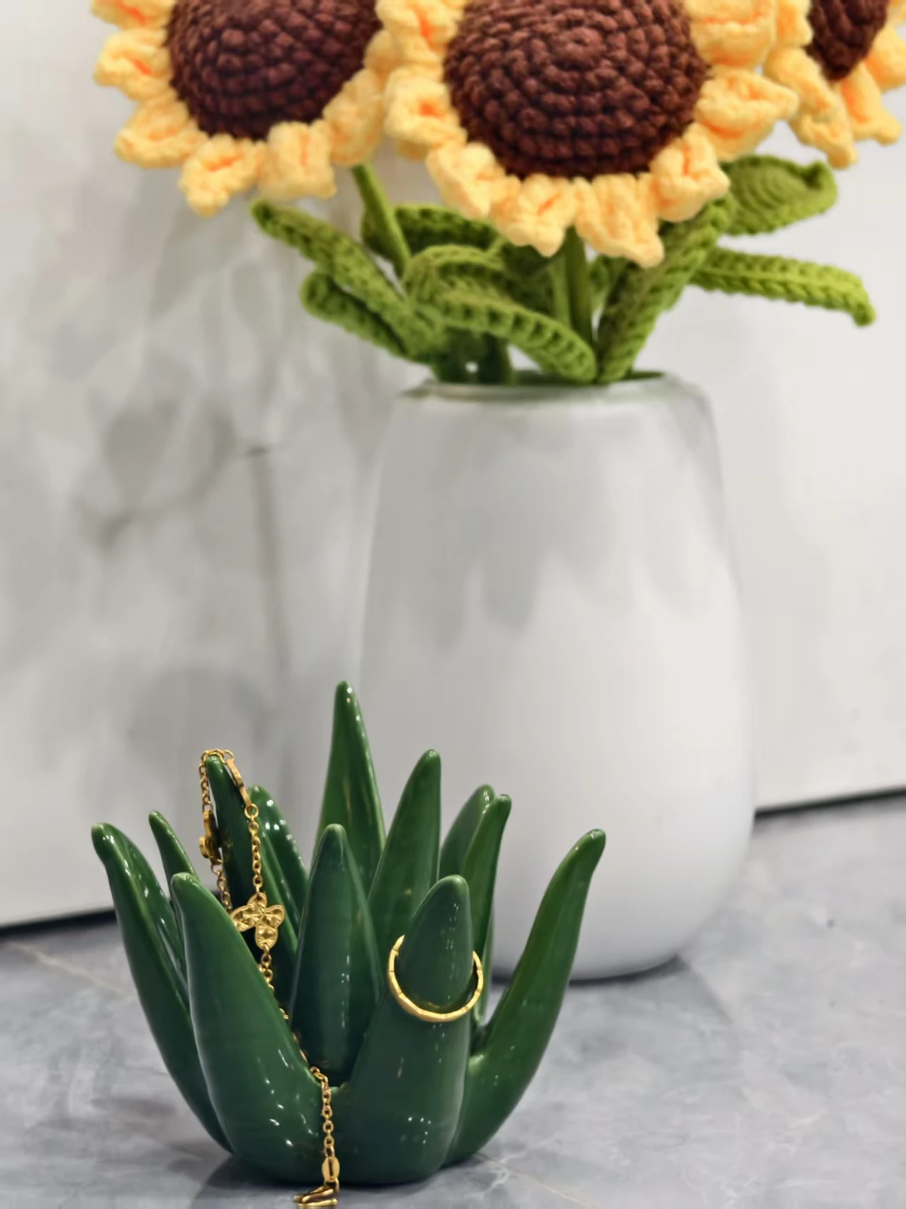 Women'S Alo Accessories - Green Ceramic Aloe Jewelry Ring Holder
