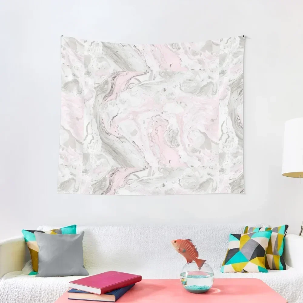 

Pink and Gray Marble Print Tapestry Korean Room Decor Wall Deco On The Wall Tapestry