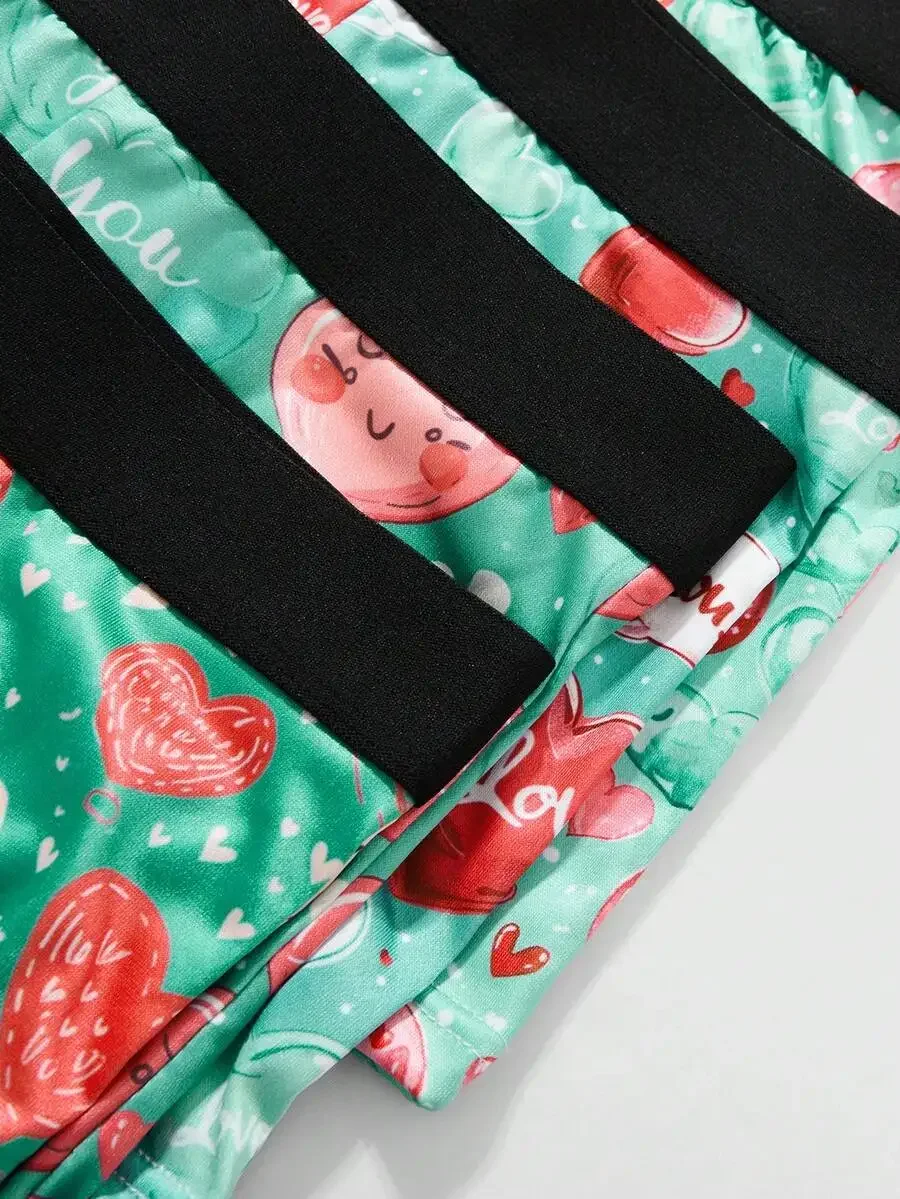 

4pcs Mens Heart Print Cartoon Pattern Boxer Shorts