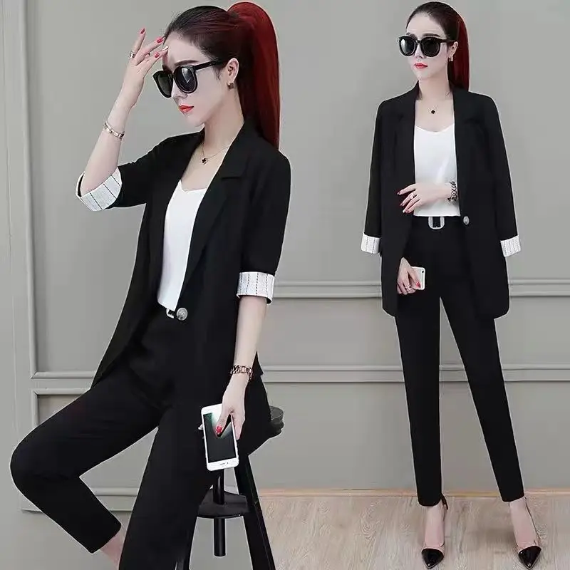 Women\'s Suit 2023 New Spring/Summer Small Suit Outerwear Three Piece Suit Outerwear Work Wear Fashion Temperament Work Wear