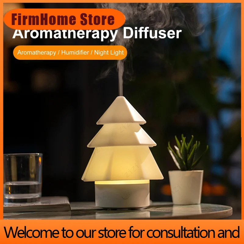 FirmHome StoreChristmas Tree Aromatherapy Machine 7-Color Home Office Aromatherapy Diffuser Humidifier USB Essential Oil Aromath