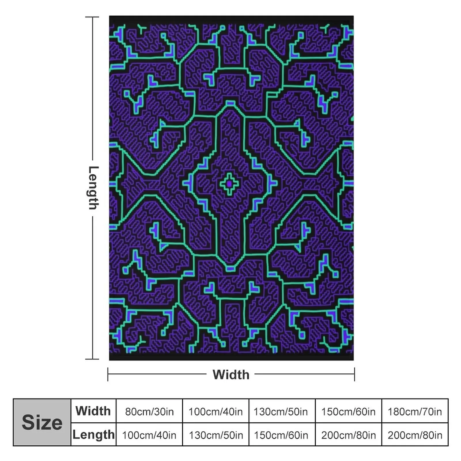 Hand drawn Shipibo art | Sacred Geometry Throw Blanket bed plaid Sofas Blankets