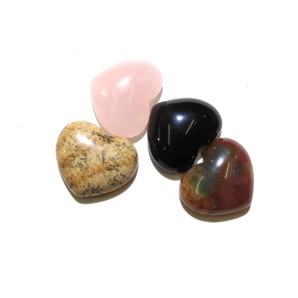 10PCS Rose Quartz Tiger Eye Stone Natural Stones Mixed Color Cabochon 10x10 15x18 25x25mm Heart Shape No Hole for Making Jewelry