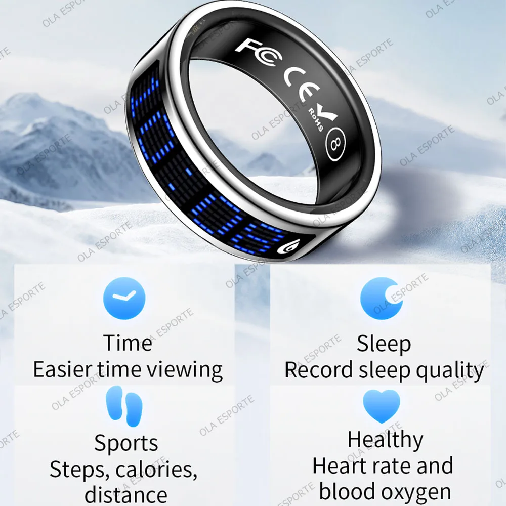 Smart Ring Display Screen Touch Incaming Call Reminder Tasbih Counter Health Manager Waterproof Multi Sports Mode Men Women R11C view 2