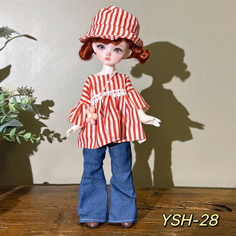 6 Points BJD poupée habiller vêtements 30 Cm vêtements de poupée mode tendance vêtements de poupée jean Plus hauts floraux mignon et polyvalent