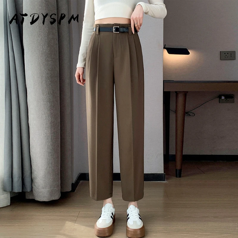 

Fashion Harem Pants For Women 2024 Summer New Solid Suit Pants Ankle Length Straight Trousers Womens Casual Simplicity Pants