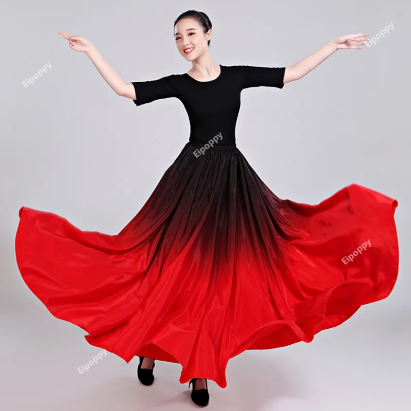 Dance Costume Spanish Gradient Elegant Flamenco Skirt Dress for Women Gypsy Plus Size Ballroom Bullfight Performance Clothing