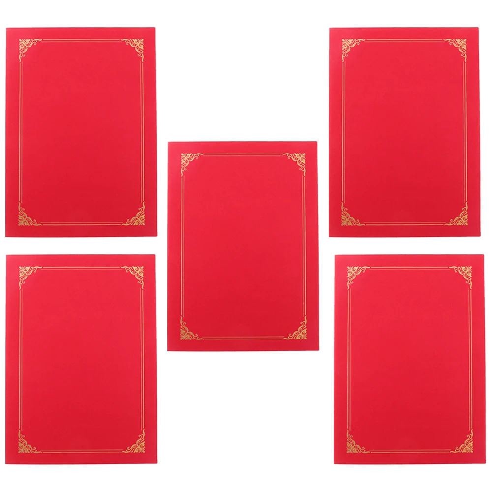 

5 Pcs Greeting Card Cover Certificate Holders Diploma Covers for Diplomas Folder Invite Red