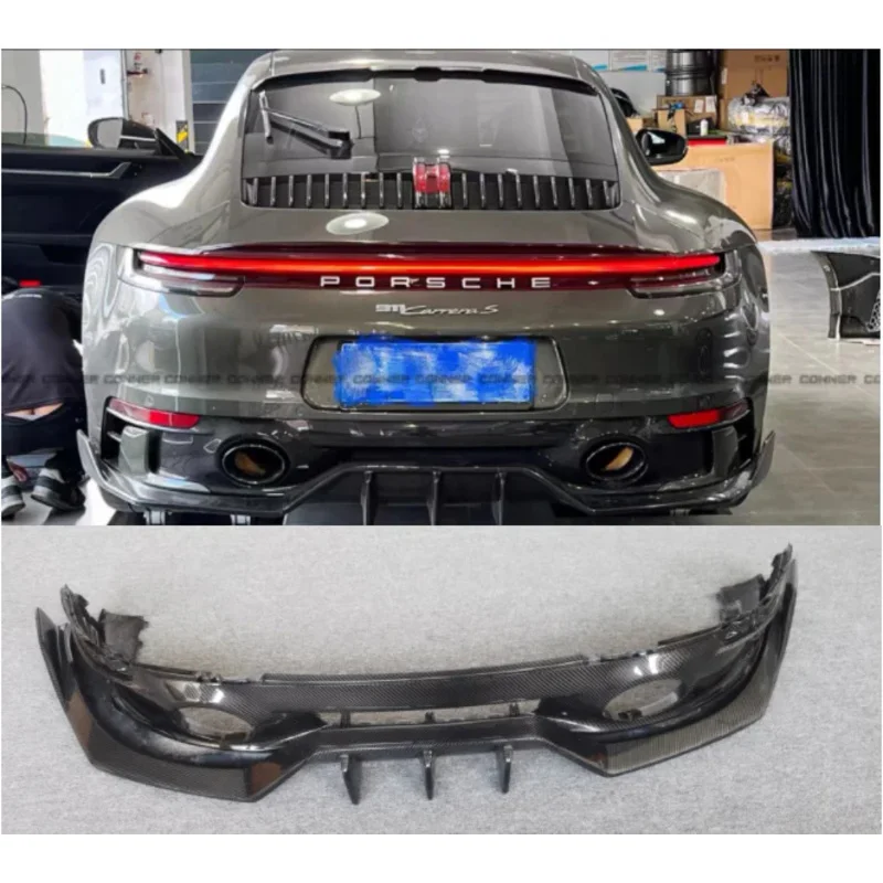 

For Porsche Carrera S 911 992 2019 2020 2021 2022 2023 Real Dry Carbon Fiber Rear Bumper Trunk Diffuser Spoiler Cover