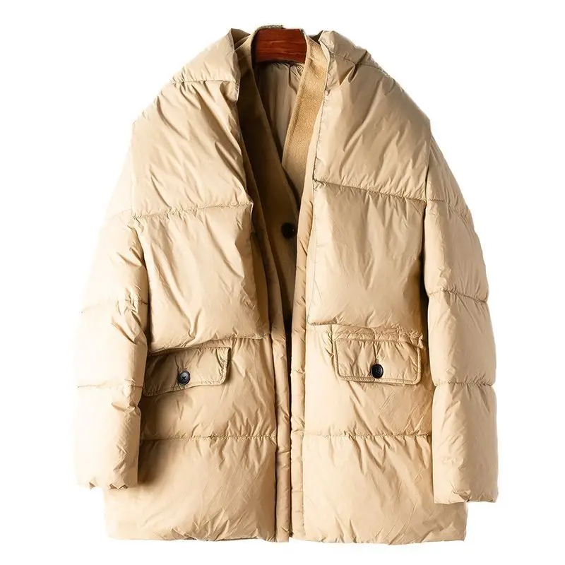 Live streaming product 2024 spring 90 white duck down jacket with patchwork woolen casual V-neck warm jacket for women