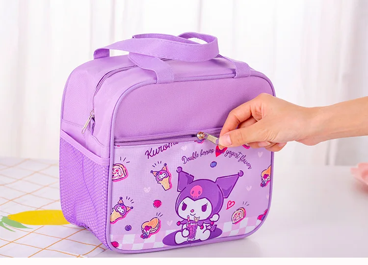 Boîte à lunch isotherme à motif Kuromis pour enfants, sac fourre-tout portable pour étudiants, Cinnamorolls de dessin animé