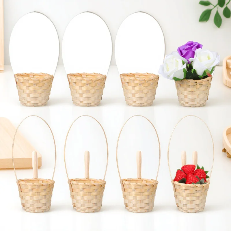 

8Pcs Woven Baskets Handmade Flower Baskets Picnic Storage Mini Bamboo Basket Versatile Use for Indoor Outdoor Decor