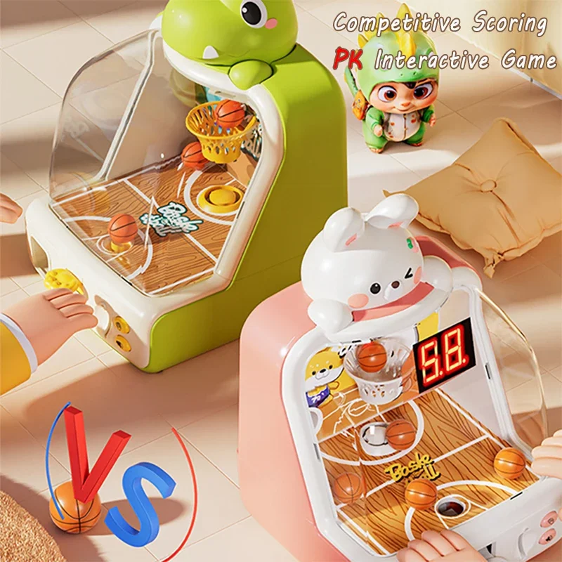 Basketball Shooting Arcade Game Toy - Desktop Pinball Hoop with LED Scoring, Fun Interactive for Kids Family Party Gathering