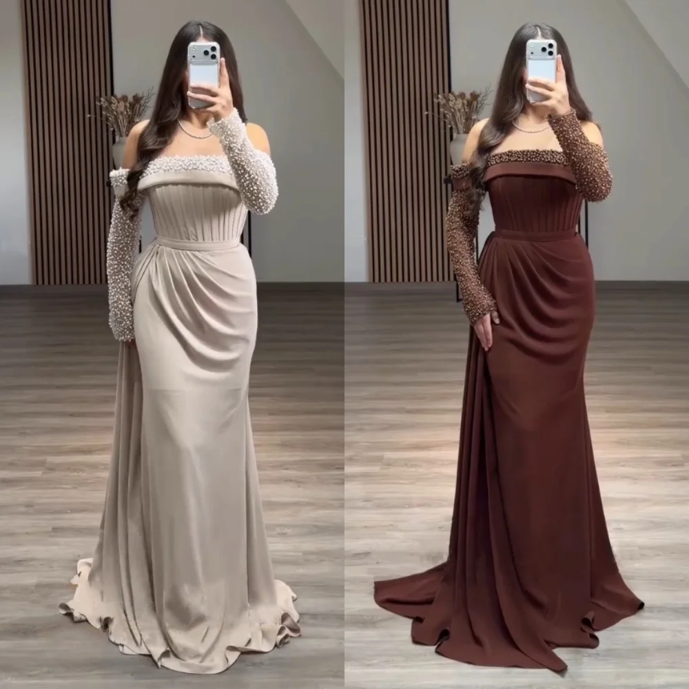 

Customized High Quality Women Evening Dress With Beading Bespoke Occasion Off-the-shoulder Mermaid Elegant Party Wedding Guest