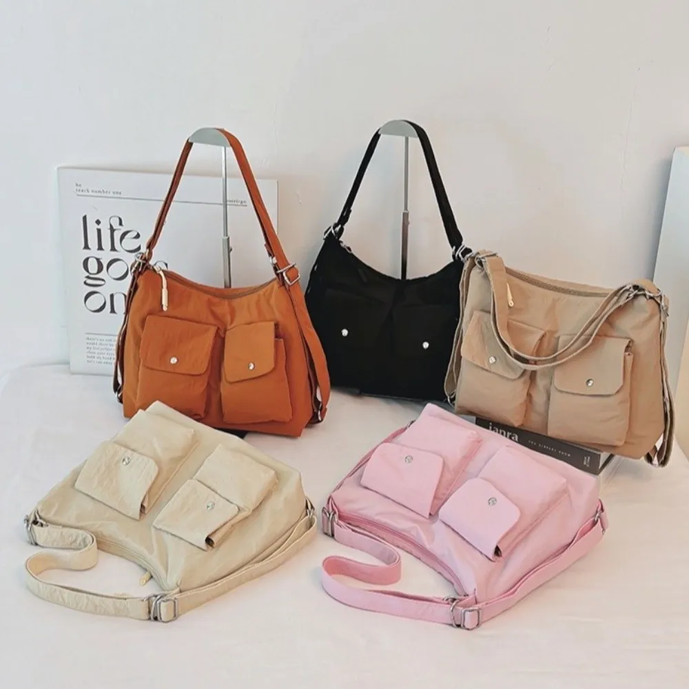 대용량 나일론 크로스바디 백 하라주쿠 다중 포켓 남성 숄더백 한국 스타일 방수 캔버스 백팩 여행용