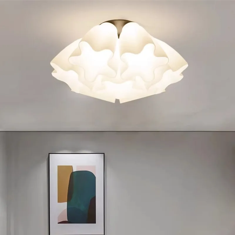 Creative Design Flower Glass Ceiling Light LED Children's Room Bedroom Restaurant Living Room Study Modern Romantic Ceiling Lamp
