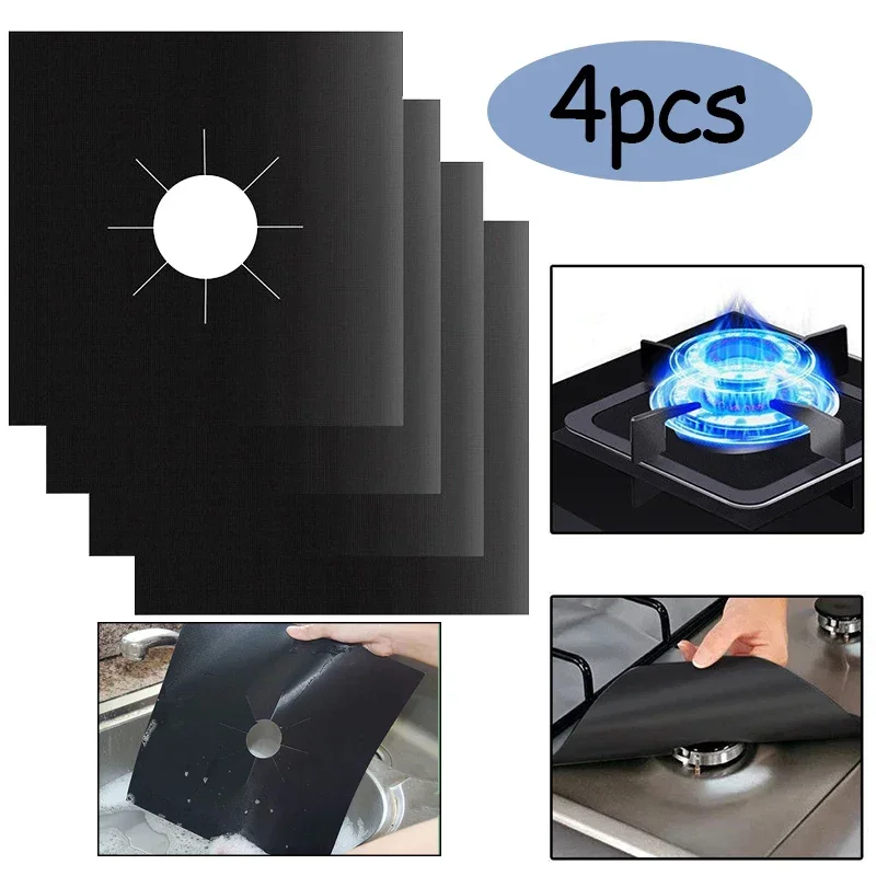 Fogão a Gás Protector Cover, Fogão Mat, Fogão Queimador, Forro, Acessórios de Cozinha, 1 Pc, 4 Pcs