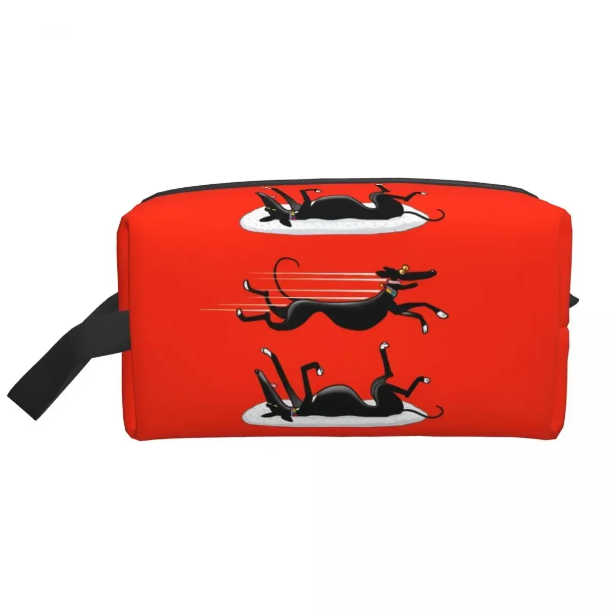 

Custom Swimming Hound Red Travel Toiletry Bag Women Greyhound Dog Whippet Sighthound Makeup Cosmetic Bag Beauty Storage Dopp Kit