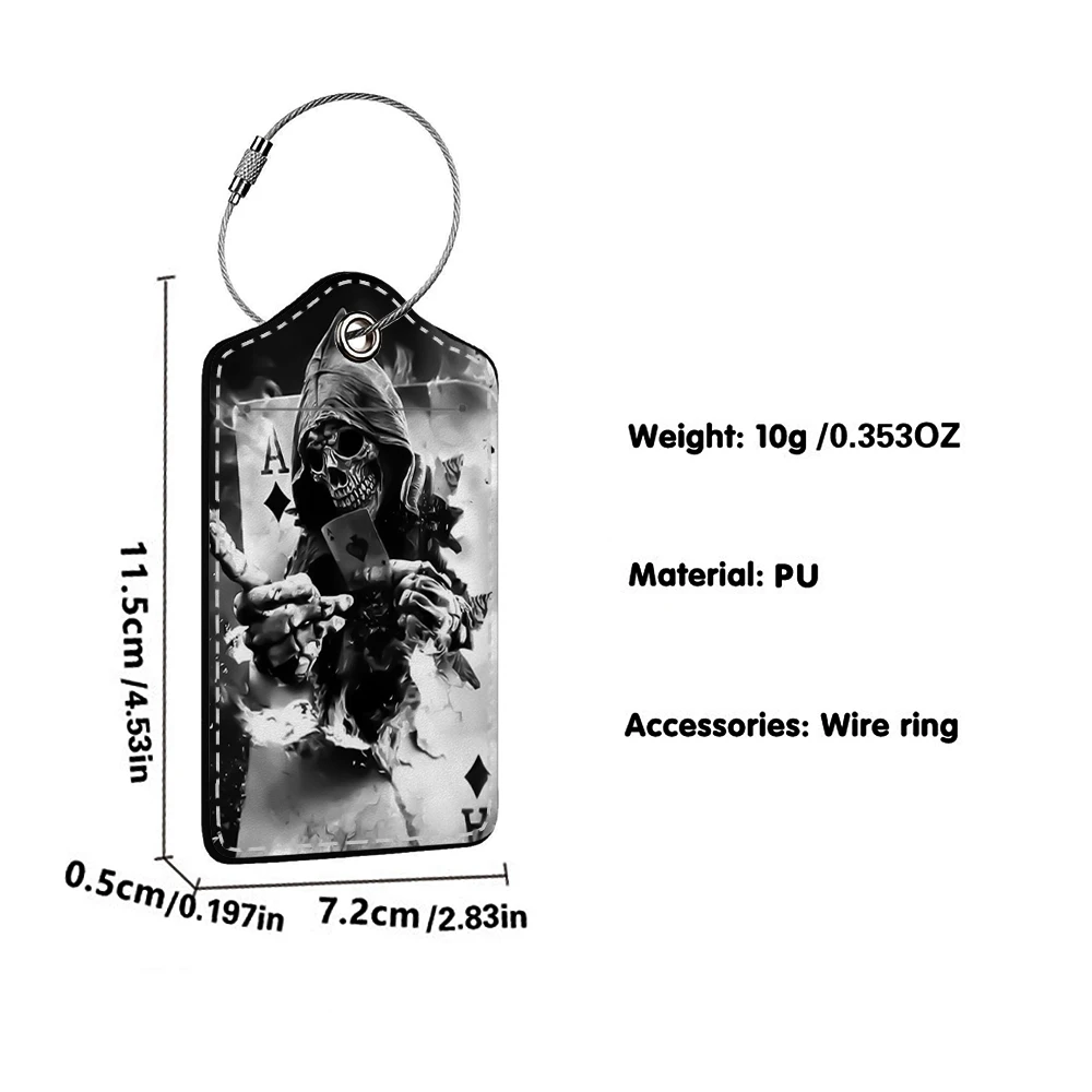 HOT SALE Horror Pattern Leather Business Luggage Tag Suitcase Address Label Luggage Boarding Case Label Name ID Address Clip