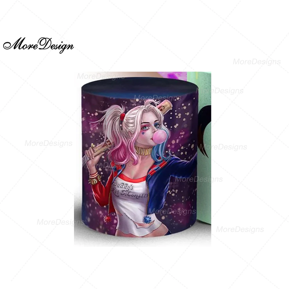 Dc Girl Harley Quinn Round Photo Backdrop Kids Birthday Party Suicide Squad Cylinder Covers Fabric Photography Background