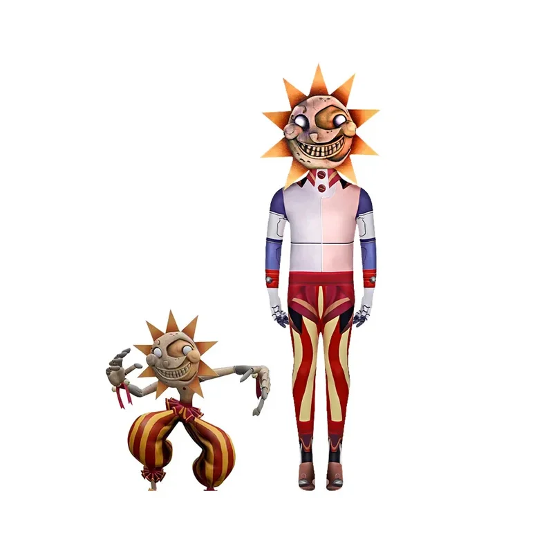 Anime Sundrop Moondrop Cosplay Costume Sun Moon Clown Puppet Cosplay Outfit Halloween Birthday Party Costume Mask Kids Boy
