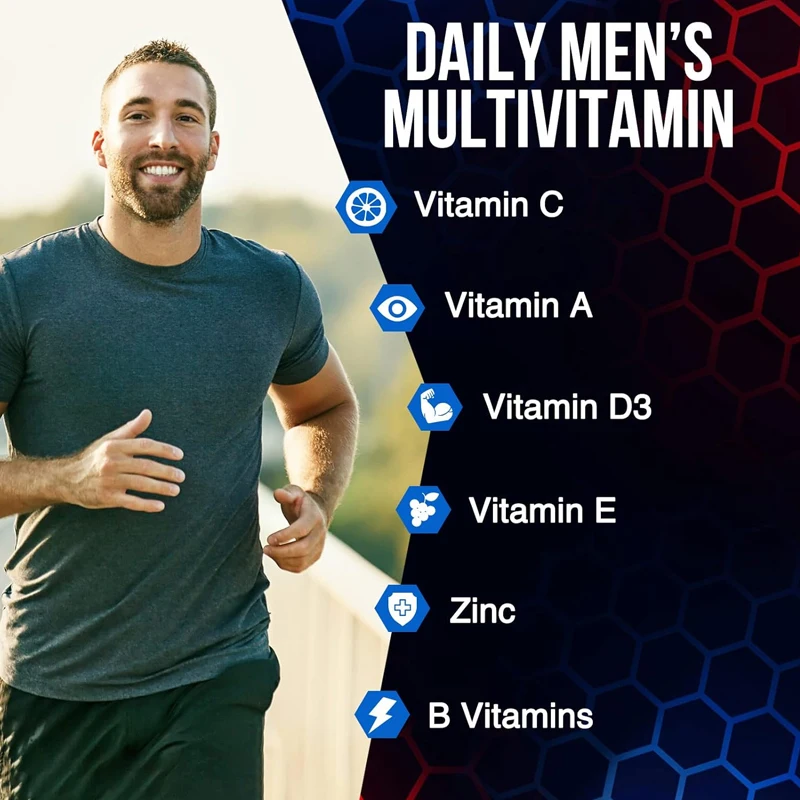 Men\'s multivitamins - multiple vitamins A, C, D, E, B, lycopene, zinc, calcium, etc. - energy, immune,and overall health support