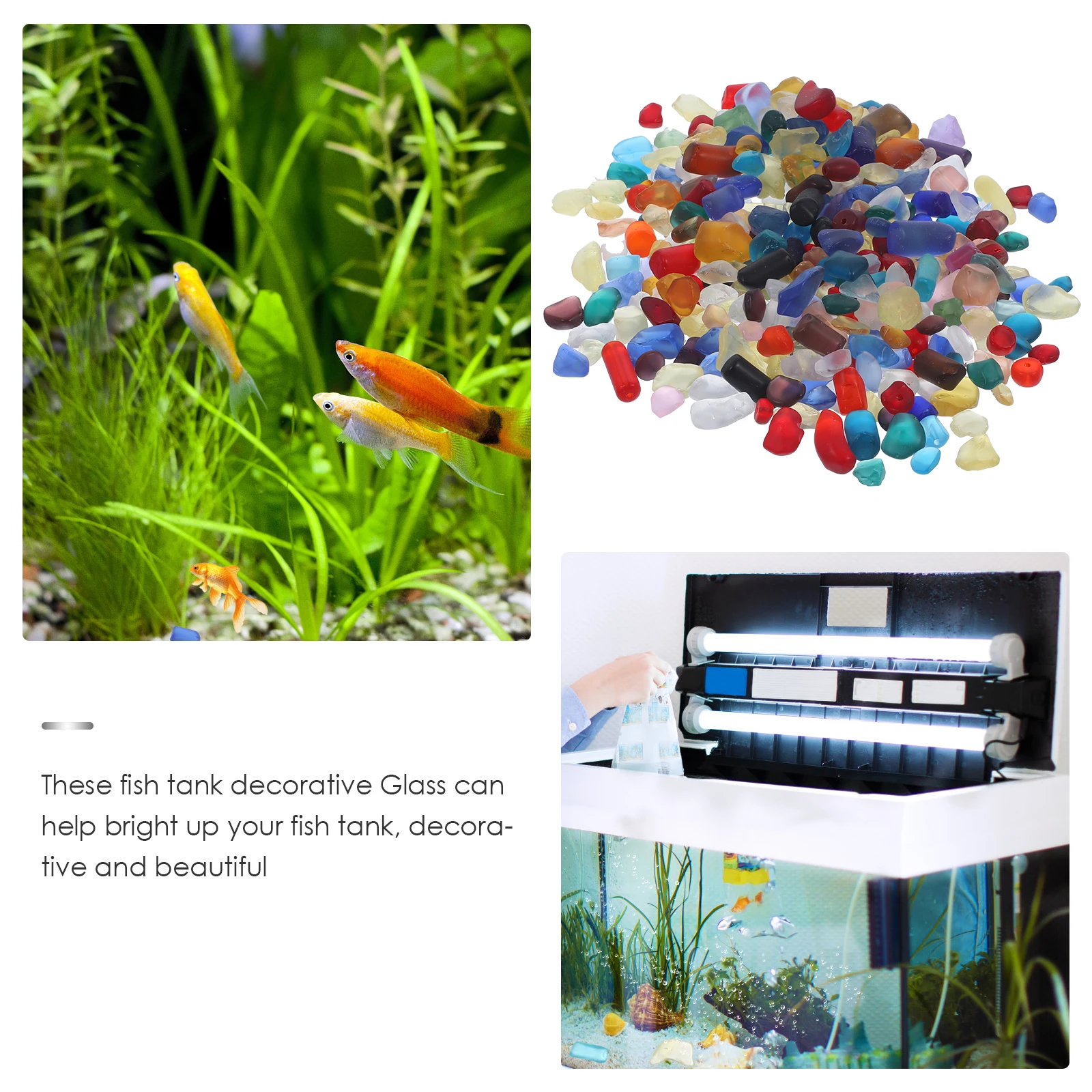 

Aquarium Gravel Decorative Glass Fish Tank Rocks Black S Pebbles Stones Gravels L scape Decoration Non Fading Shrimp Habitat