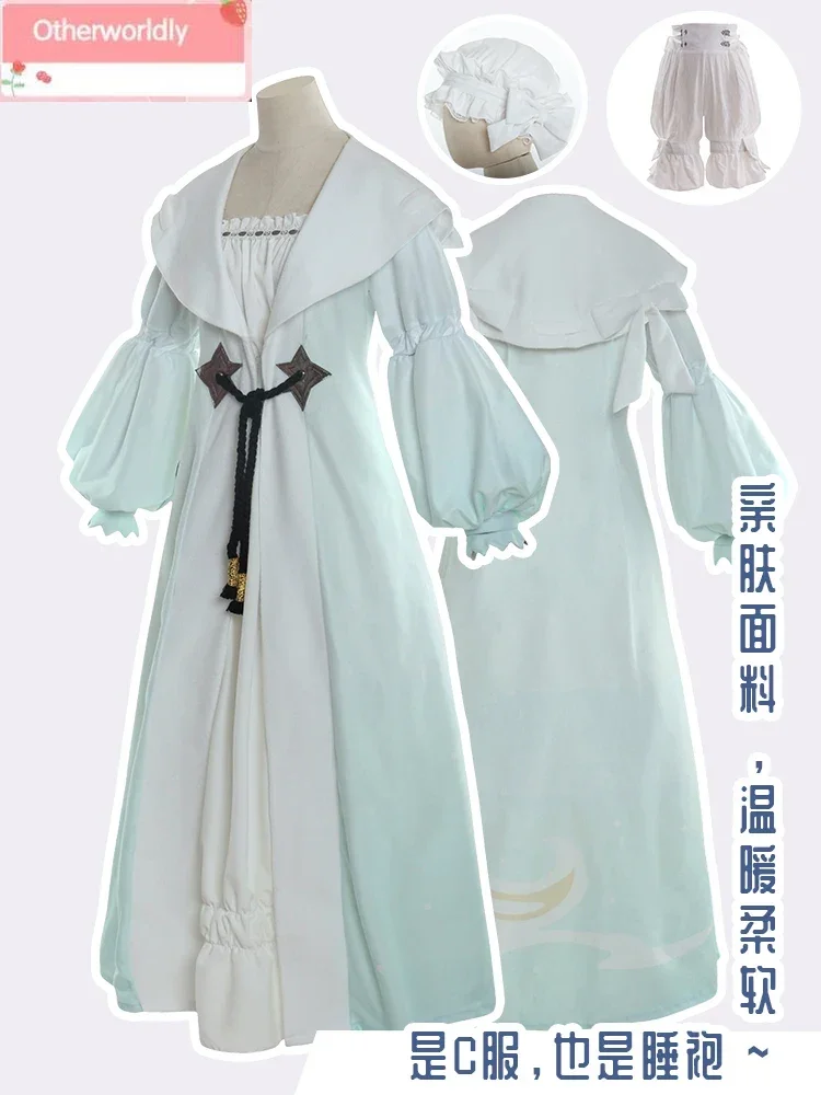 FF14 Crescent Moon Camisola, Traje Cosplay, Vestido branco bonito, Pijamas, Terno de vestido extravagante, Uniformes de Halloween, Custom Made