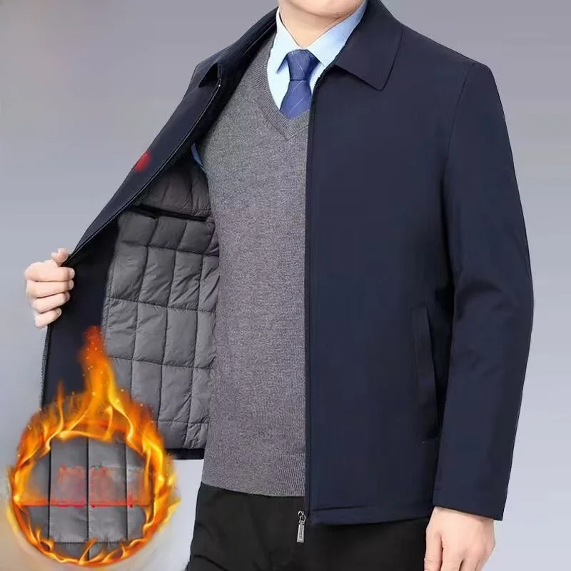 

Men's Winter Thiened Fce Lined Cotton Jaet Removable Coat Regular Length Slim Fit Sle Chinese Brand ex Cotton Cl...