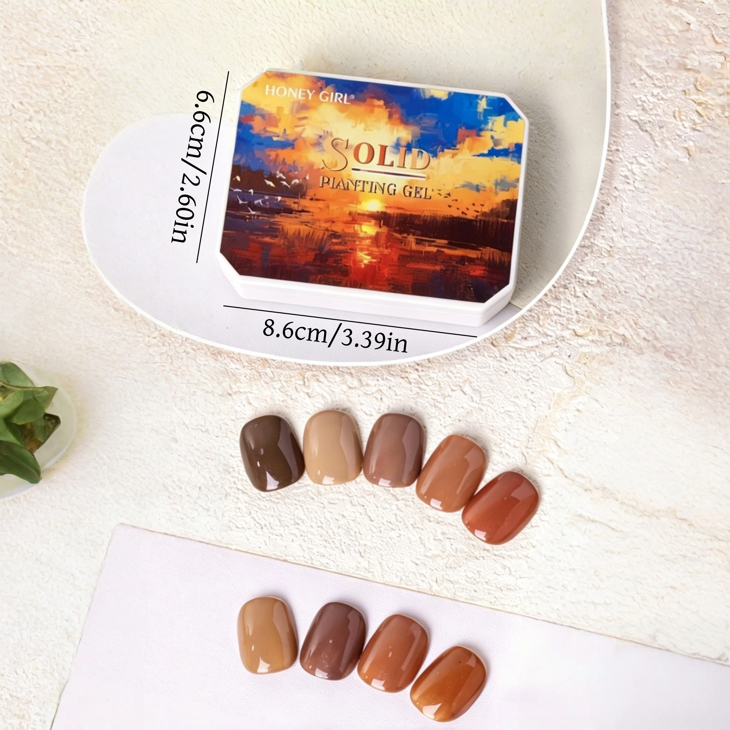 9 Farbtöne Retro Karamellbraun Solid Cream Gel Palette Sonnenuntergang Ölgemälde UV Soak Off Gel mit kostenlosem Nagelpinsel für Herbst-Winter Nagelstudio – Detail 5