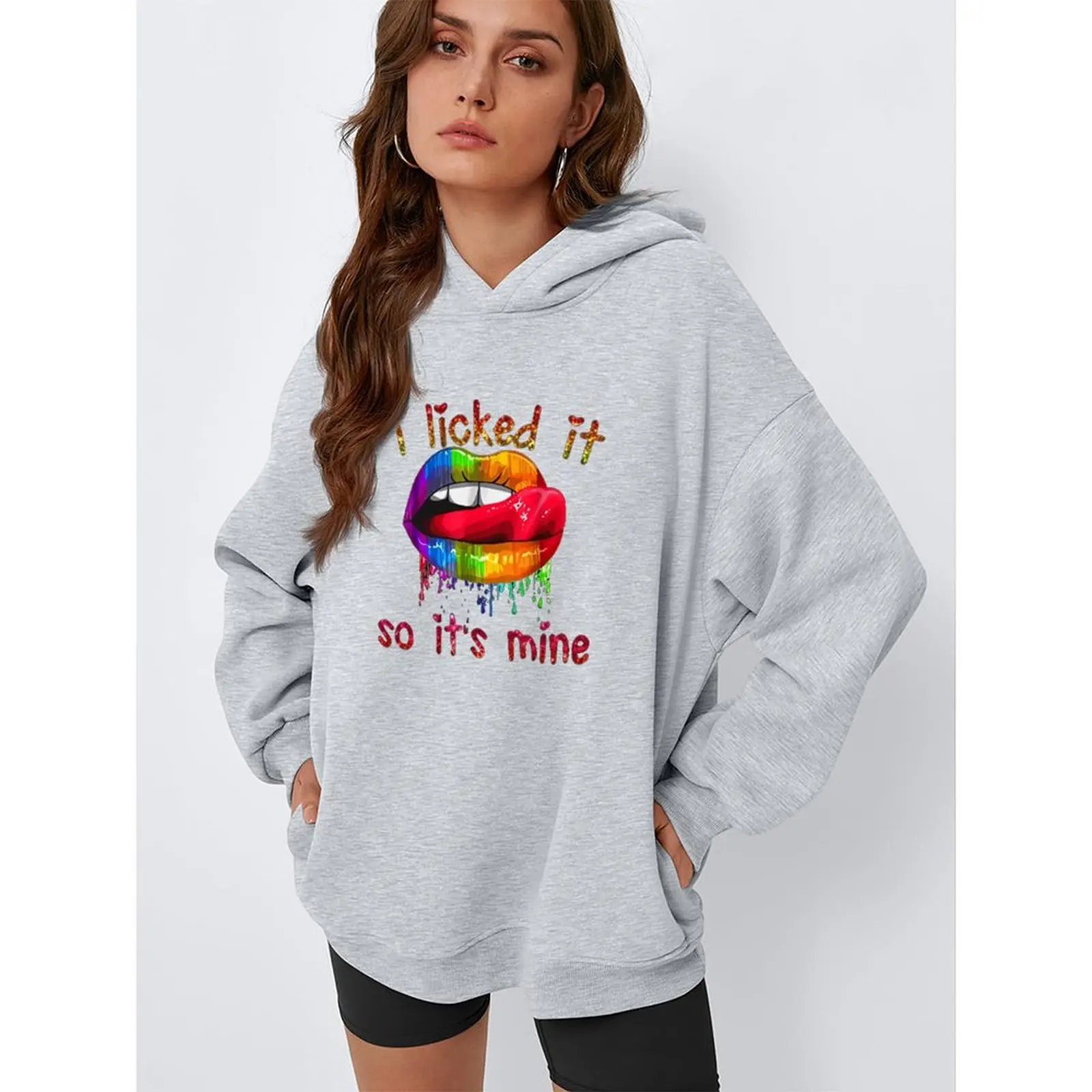 2025 بلوزات للمرأة فضفاضة هوديس الشتاء عادية الليمون المطبوعة مريحة الإناث طويلة الأكمام بلايز كنزة بمقاس كبير