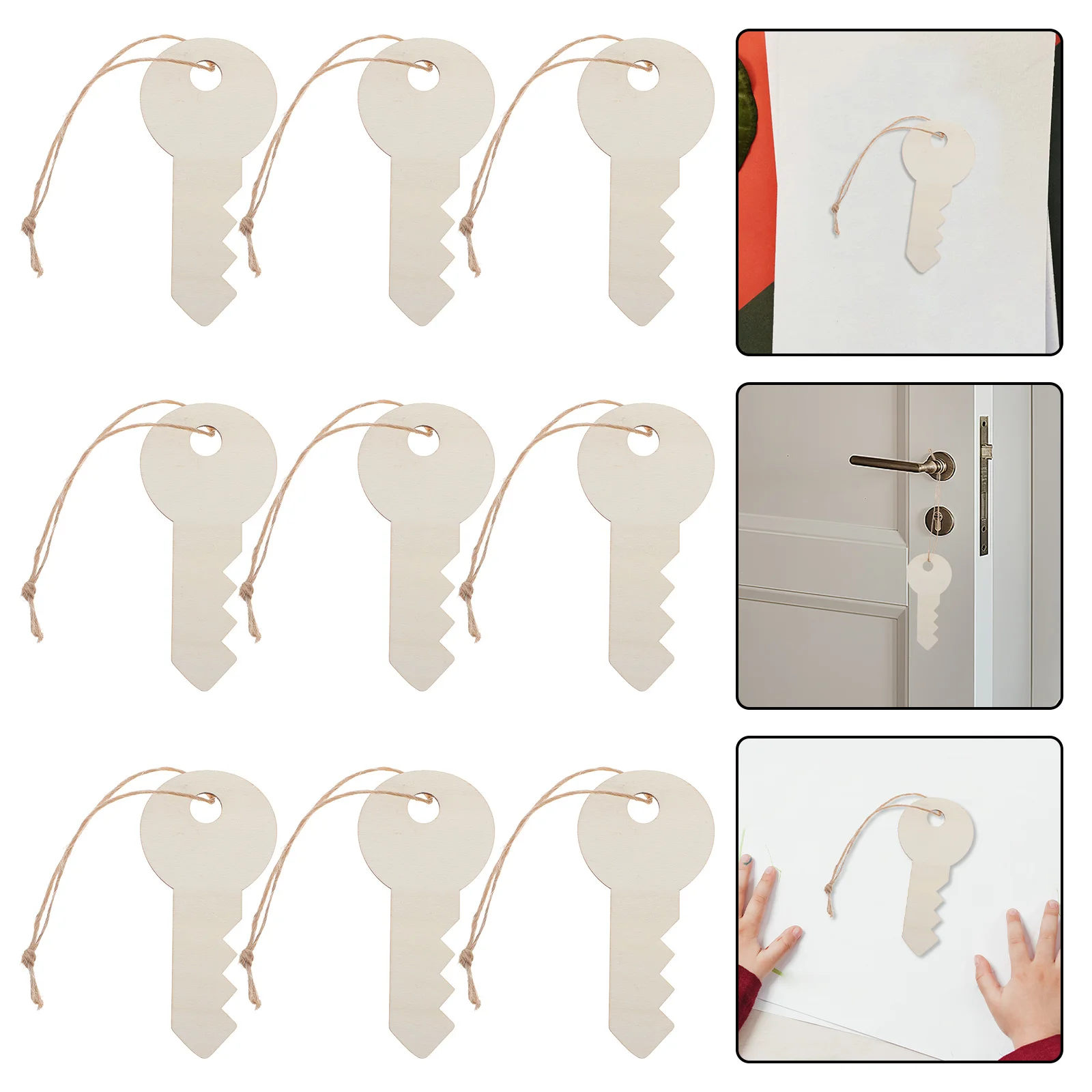 

20Pcs Wood Key Decoration Unfinished Cutouts for Crafts DIY Painting Staining Home Wall Hanging Ornaments Wooden Craft Pieces