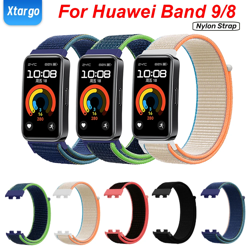 Nylon Strap For Huawei Band 9 8 Nylon Loop Adjustable Smart Watch Replacement Belet Wristband Sport Bracelet For Huawei Band 9/8