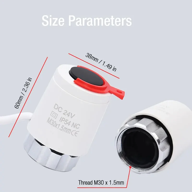 

1/5/10 Pieces DC24V Normally Closed NC / Normally Open NO M30*1.5mm Electric Thermal Actuator for Underfloor Heating Radiato