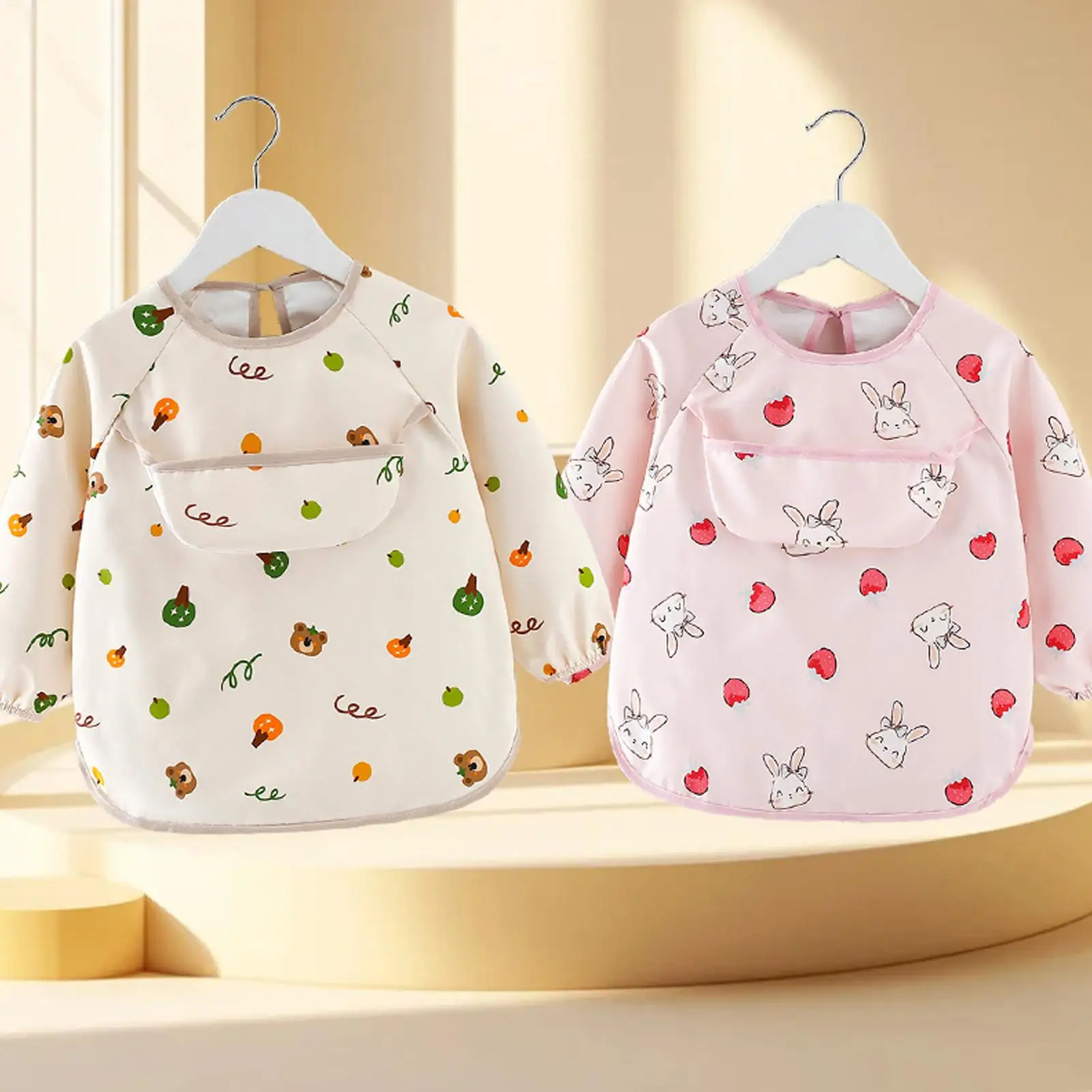 Feeding Smock Soft Adjustable Large Pocket 6-36 Months Children Food Feeding Bib Cover For Kitchen Dining Restaurant Home