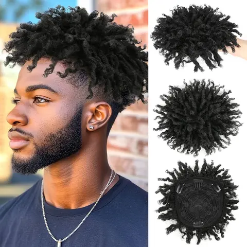 Short Dreadlock Hair Topper Wig With Clip In Braided Hair Half Wigs Synthetic Dreadlocks Hair Pieces Toupee Afro Hair For Men