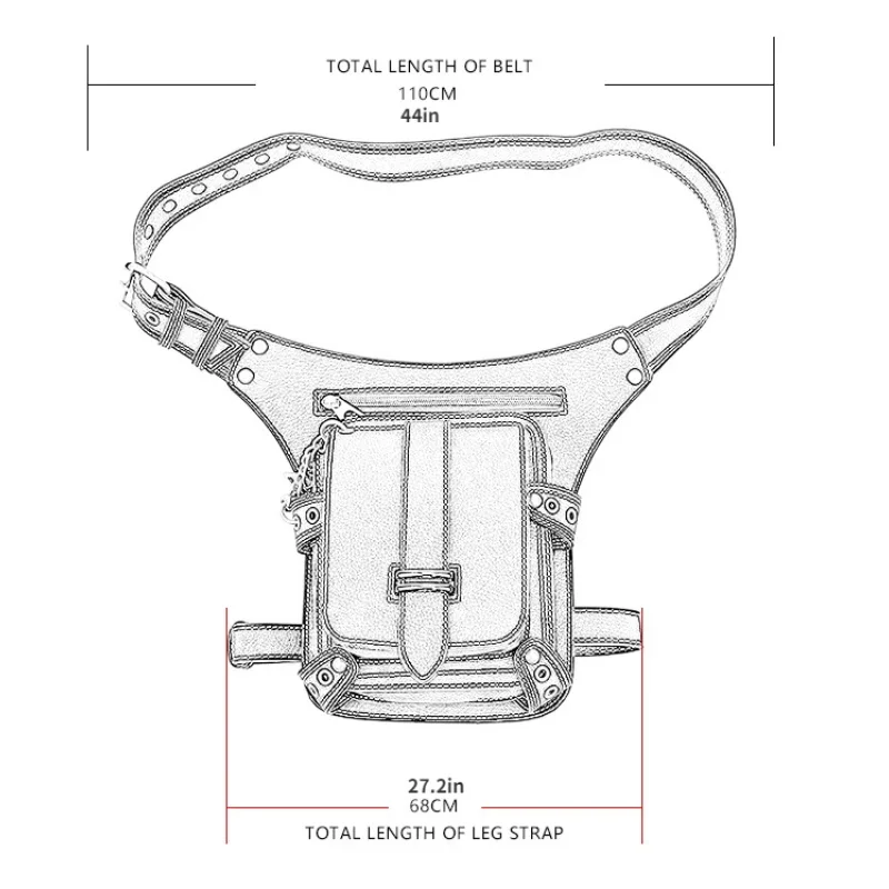 Punk retro waist bag for men outdoor single shoulder crossbody bag for women mobile phone waist bag