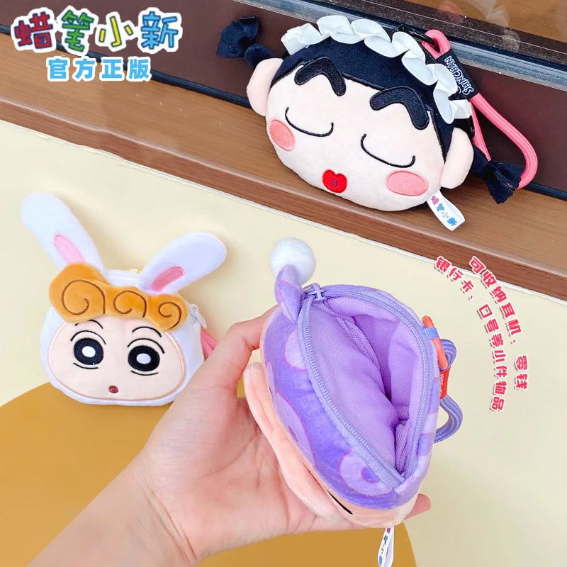 Uroczy Kreskówkowy Kawaii Crayon Shin-Chan Nohara Shiro Wisiorek Brelok Pluszowy Wersja Q Duża Głowa Słuchawki Zero Portfel Lalka